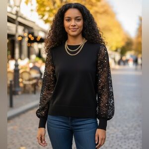 Giani Milano Chic Black Lace Sleeve Jacket